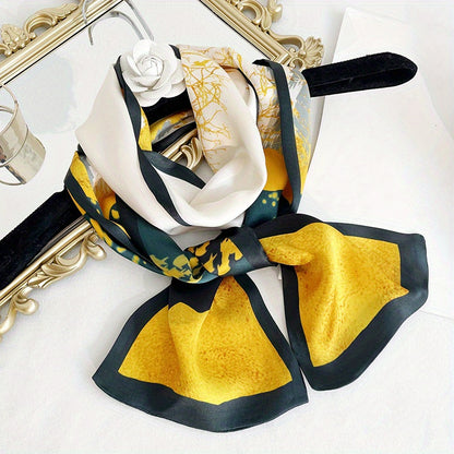 Marieke - Elegante Gele Zijden Lint Sjaal voor Vrouwen