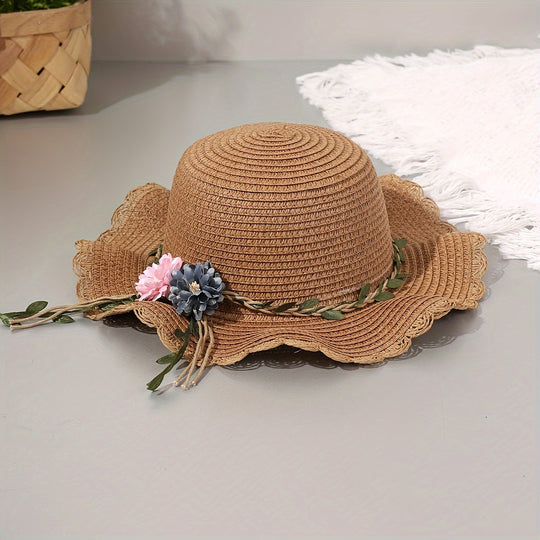 Fleur - Woven Floral Sun Hat and Beach Bag Set