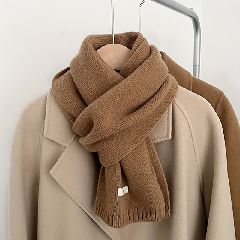 Fenna - 100% Wool Knitted Scarf in Solid Color