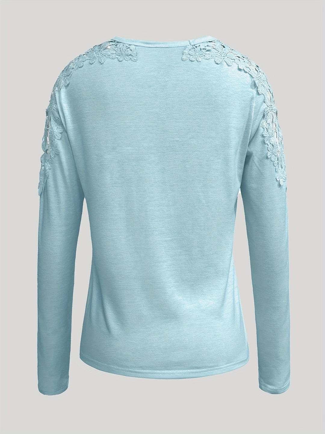 Lianne - Elegant Lace Top with Long Sleeves | Round Neck and Stylish Solid Color