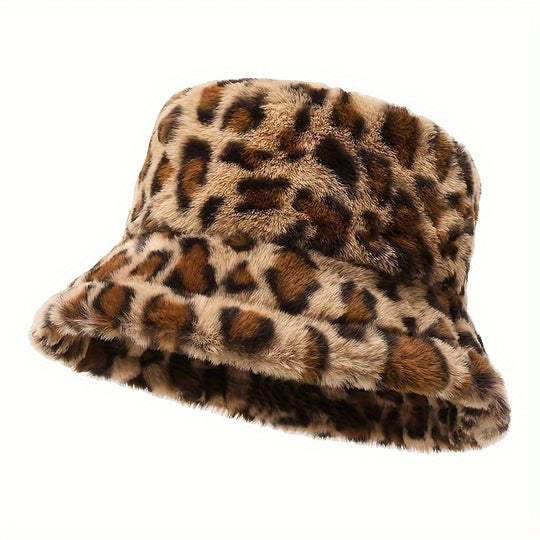 Lotte - Winter Plush Bucket Hat with Plaid Design - Warm and Stylish Fluffy Hat for Women