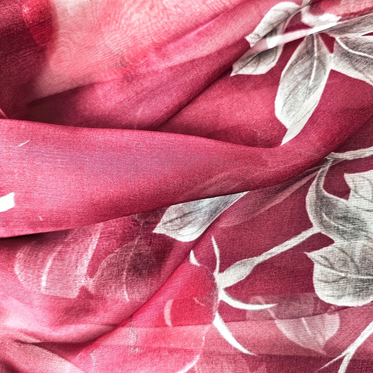 Rosa - Glamorous Red Rose Silk Scarf made from 100% Mulberry Silk