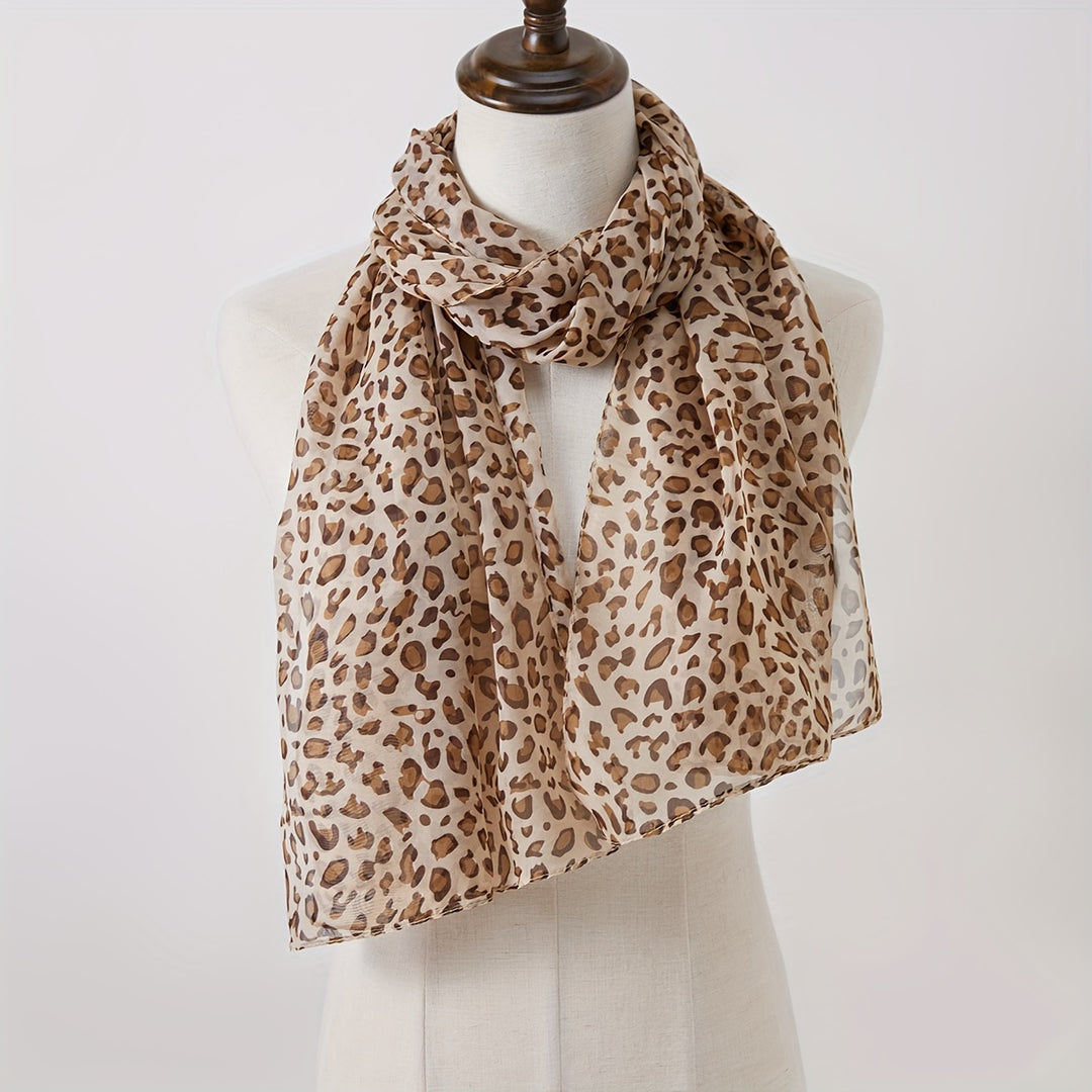 Lisanne - Boho Chiffon Scarf with Leopard Print