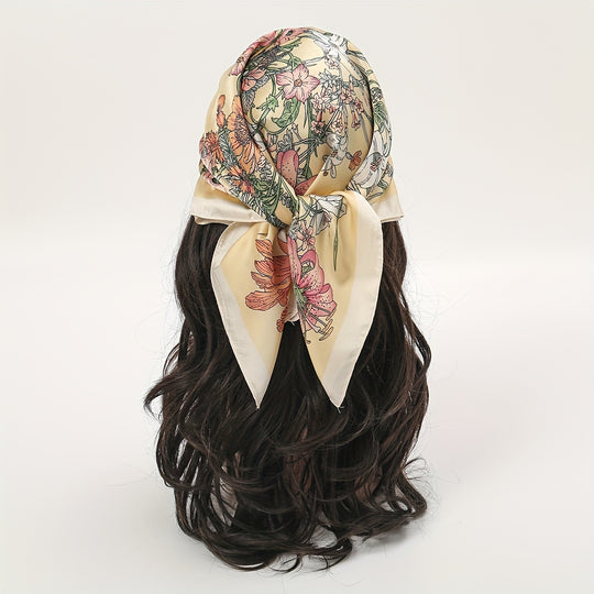 Mila - Boho Chic Square Scarf with Floral Print