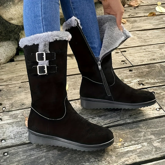 Merel - Fluffy Winter Boots with Platform and Thermal Lining