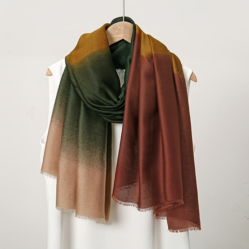 Saskia - Chique Ombré Kleurblok Sjaal voor Vrouwen, Zacht Polyester, Ademend & Warm