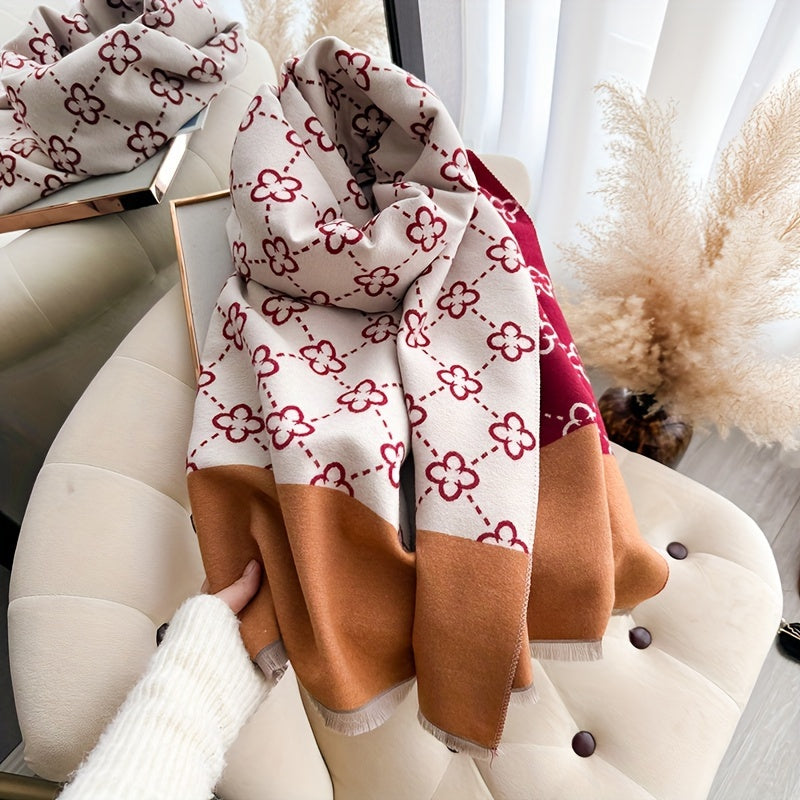 Yara - Dubbelzijdige Bloemensjaal met Franjes