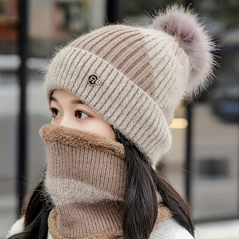 Elise - 2 Piece Knitted Hat and Scarf Set for Women