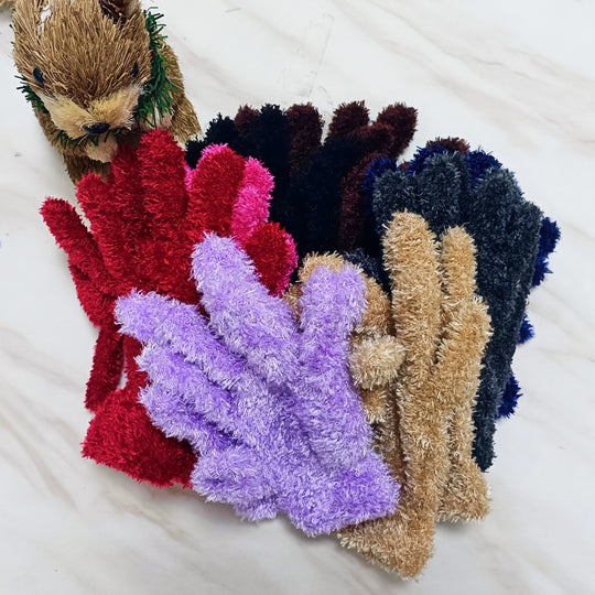 Emma - Solid Color Coral Velvet Gloves