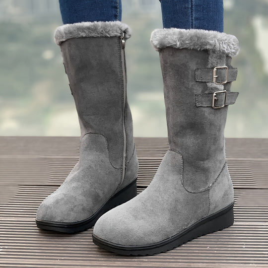 Merel - Fluffy Winter Boots with Platform and Thermal Lining