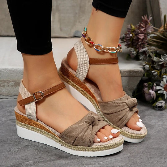 Eva - Wedge Sandalen met Enkelriem