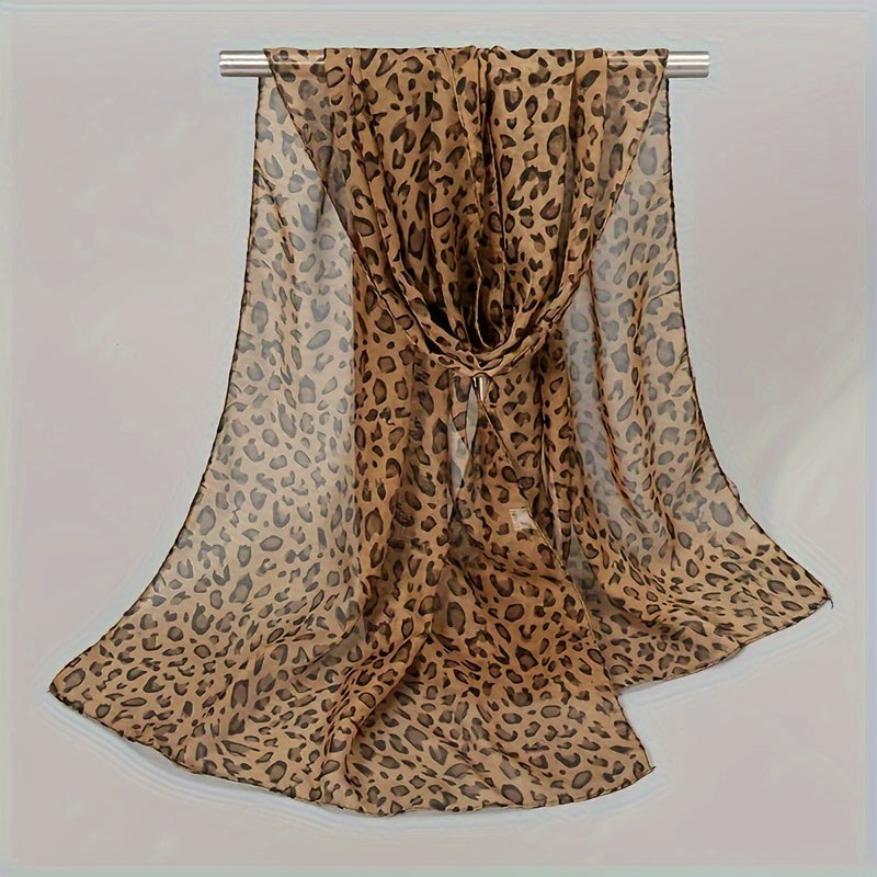 Lisanne - Boho Chiffon Scarf with Leopard Print