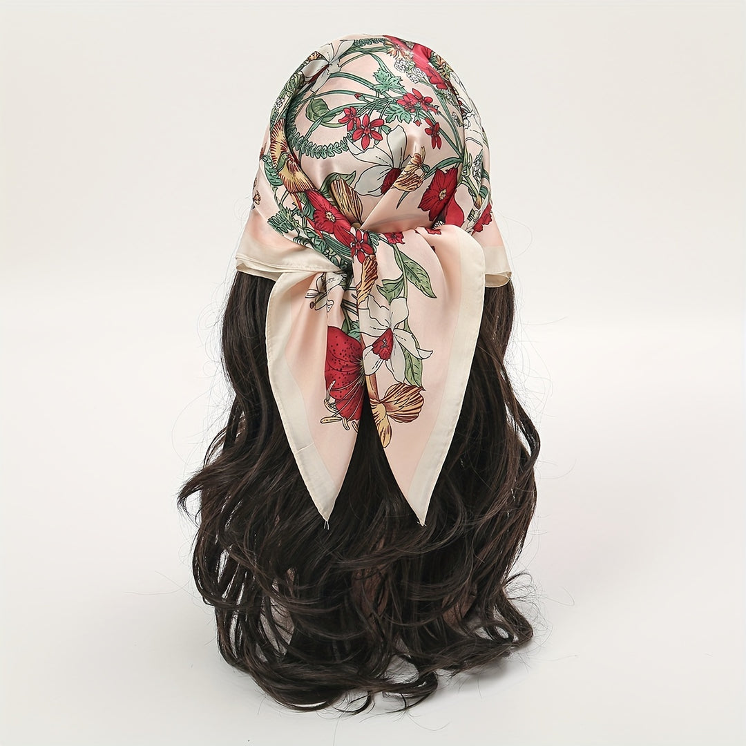 Mila - Boho Chic Square Scarf with Floral Print