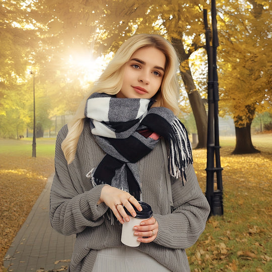 Sophie - Elegante Geruite Sjaal - Warme Polyester Sjaal voor Dagelijks Gebruik