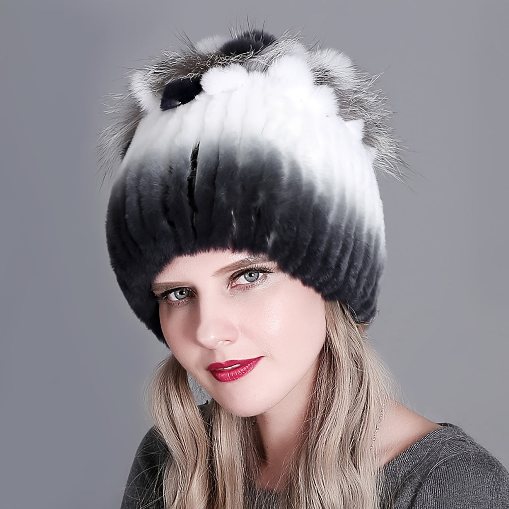 Sophie - Warme Gebreide Beanie van Nepbont | Trendy Wintermuts voor Dames