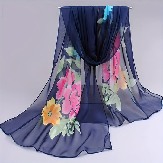 Mariska - Elegante Bloemen Chiffon Sjaal