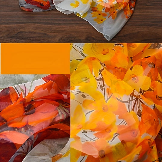 Lotte - Elegant Silk Scarf with Floral Print