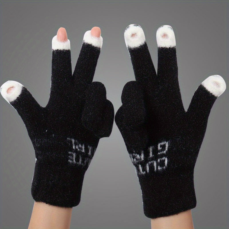 Fleur - Winter Cartoon Touchscreen Knitted Gloves