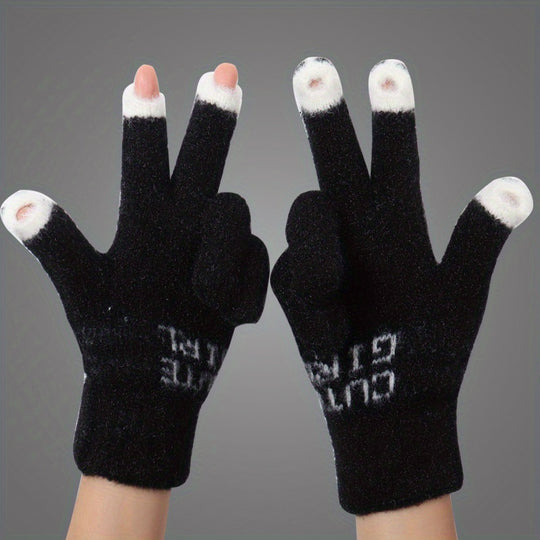 Fleur - Winter Cartoon Touchscreen Knitted Gloves