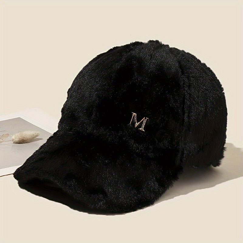 Iris - Winter Knitted Baseball Cap with Plush and Embroidered Detail