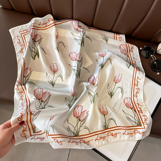 Fleur - Stijlvolle Vintage Tulpen Sjaal met Bloemenprint