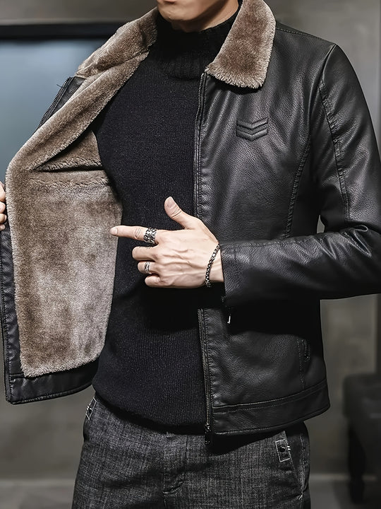 Mark - Men's Winter Casual Coat with Faux Fur Collar