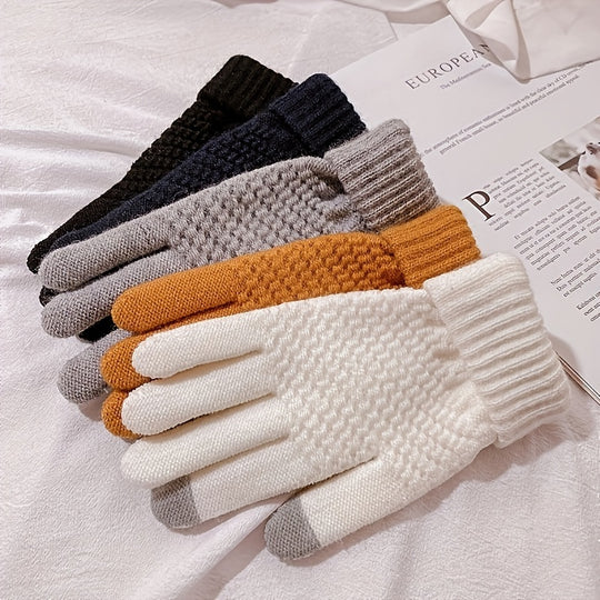 Emma - Touchscreen Compatible Knitted Gloves, Thermal, Fall/Winter Sports Gloves