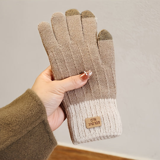 Sophie - Thick Knitted Touchscreen Gloves, College Style, Warm and Comfortable