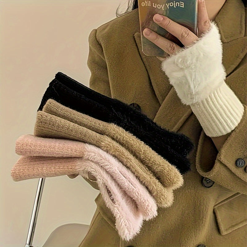 Anna - Elegant Fingerless Knitted Gloves for Fall and Winter