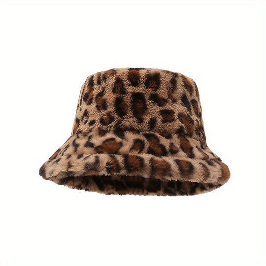 Lotte - Winter Plush Bucket Hat with Plaid Design - Warm and Stylish Fluffy Hat for Women