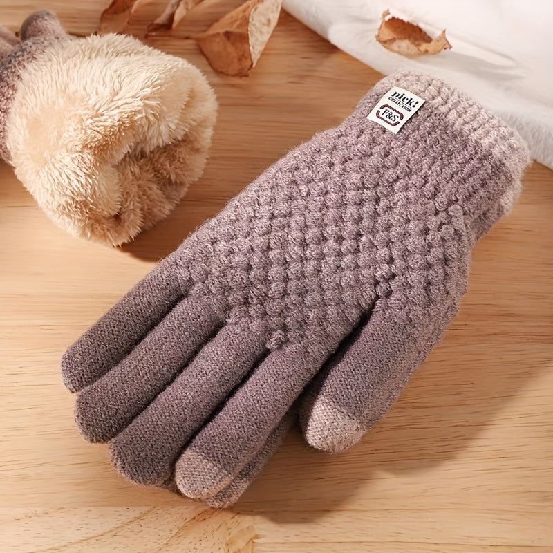 Elise - Elegant Knitted Gloves with Geometric Design