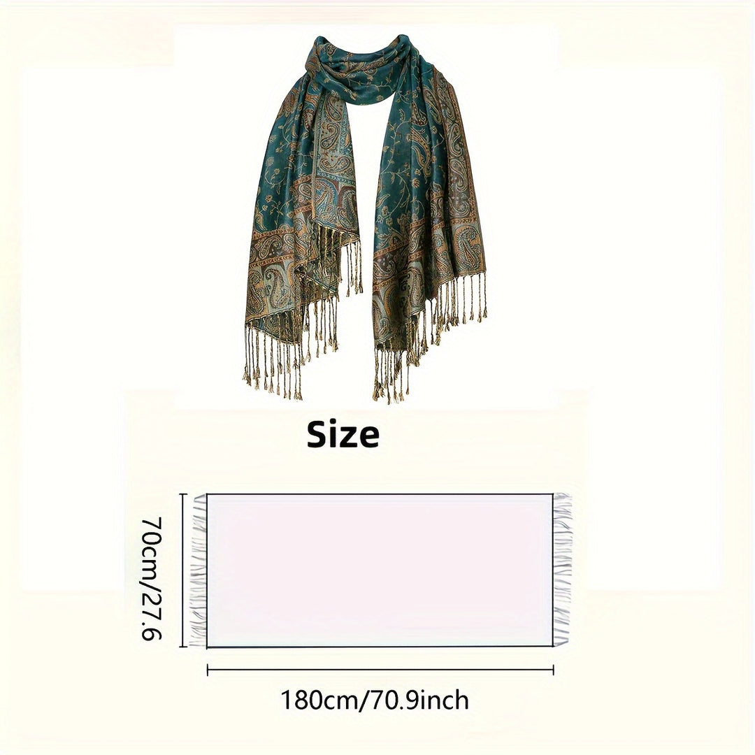 Linde - Boho Style Long Fringe Scarf Made of Polyester