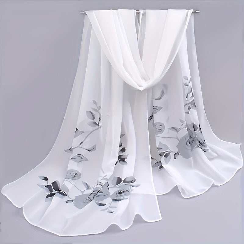 Mariska - Elegante Bloemen Chiffon Sjaal