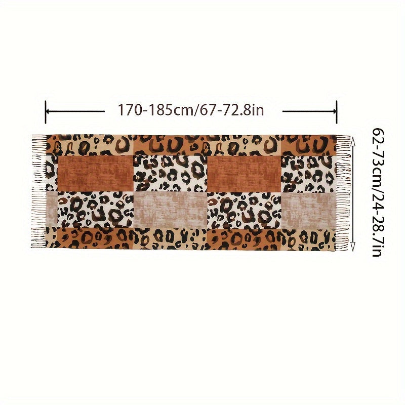 Lianne - Warm Leopard Print Fringe Scarf Made of Polyester