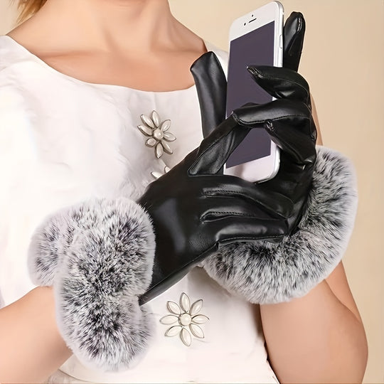 Sophie - Elegant Faux Leather Winter Gloves