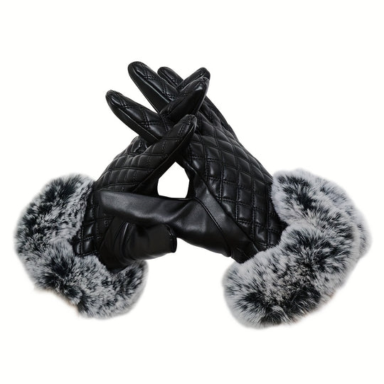 Isabella - Plush Cuff PU Leather Gloves