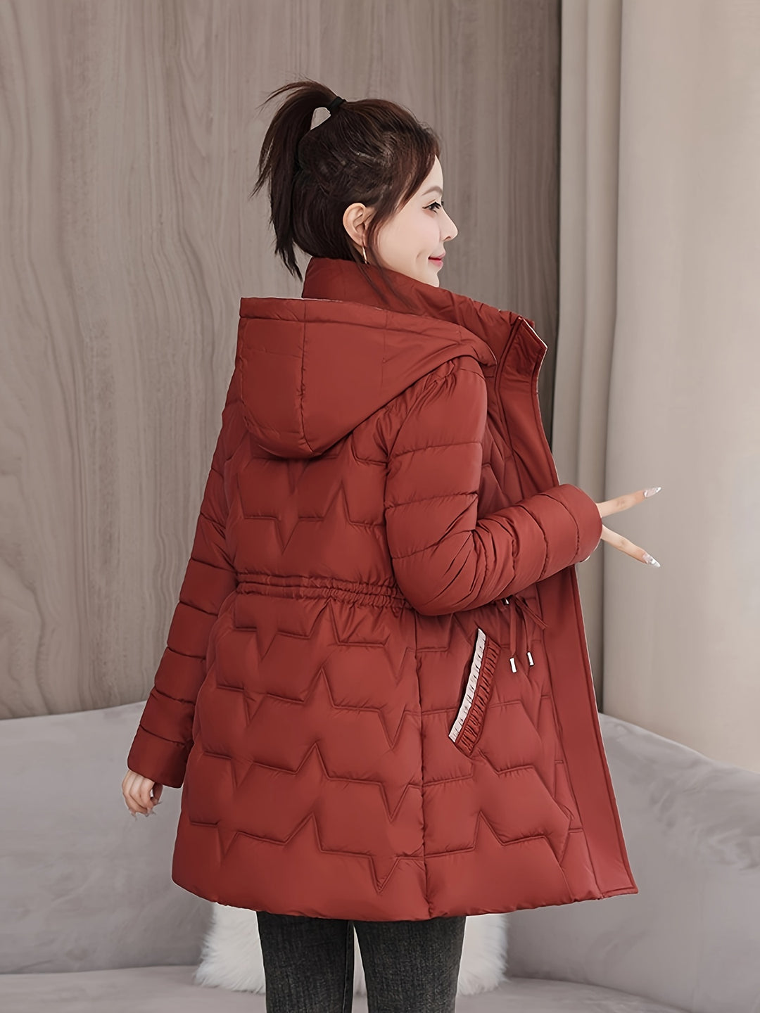 Sophie - Casual Halflange Puffer Jas in Effen Kleur