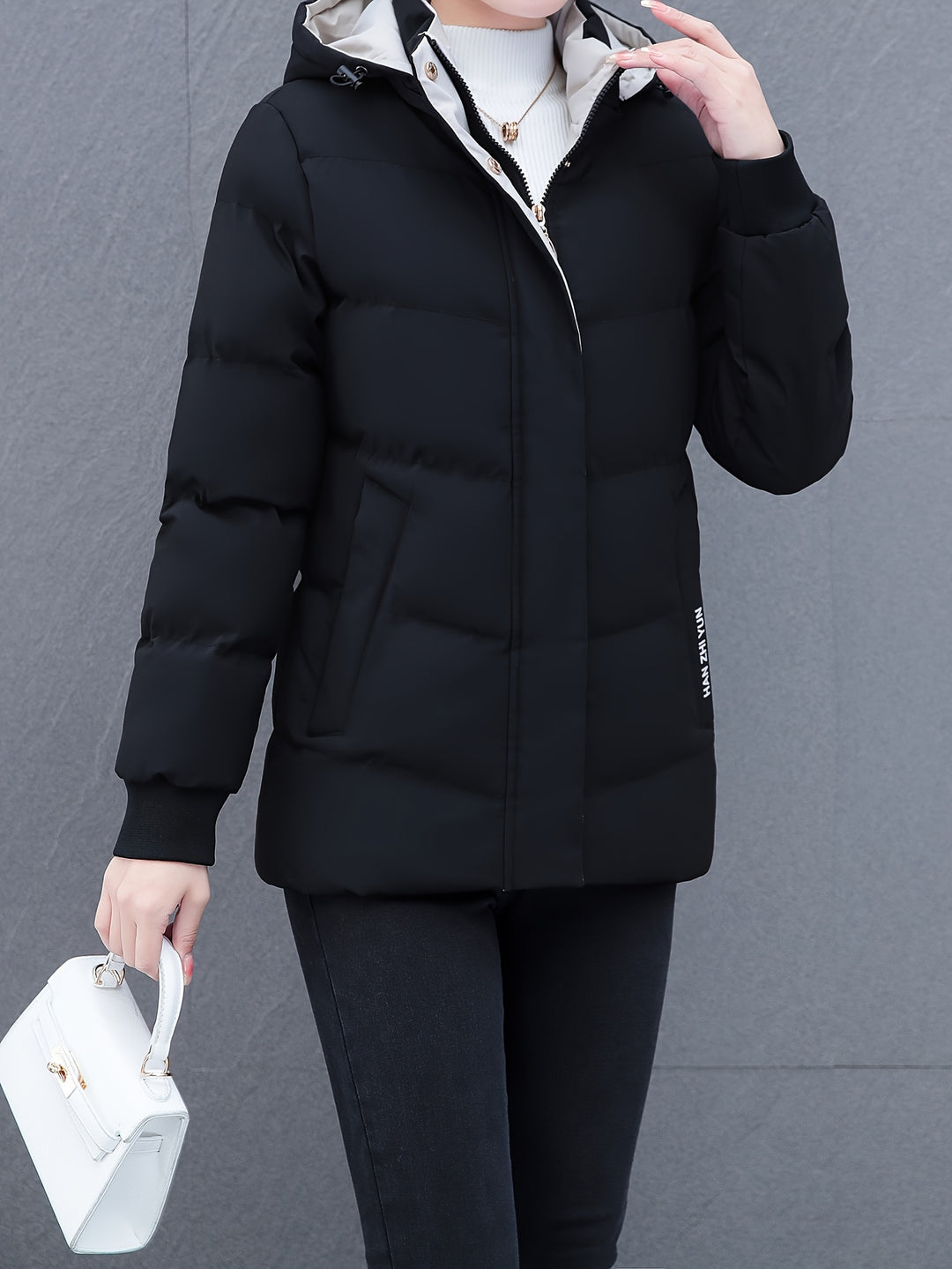 Lisa - Plus Size Winter Coat for Women, Lined Hooded Coat in Casual Style