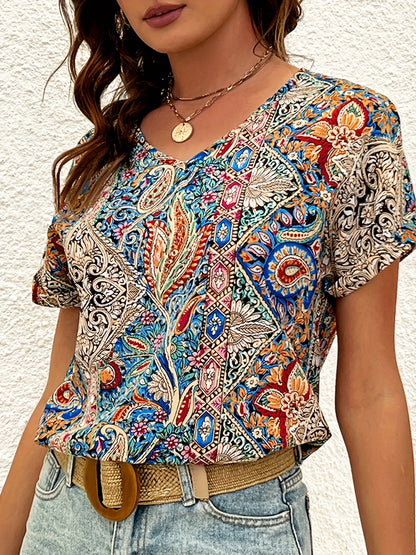 Esmée - V-Hals Paisley Print Blouse | Stijlvolle All-Season Dames Top