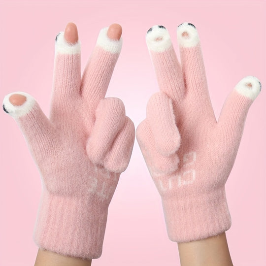 Fleur - Winter Cartoon Touchscreen Knitted Gloves