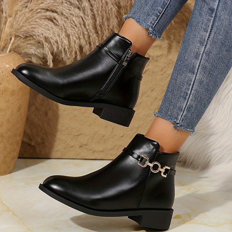 Mila - Chique Dames Chelsea Enkellaarzen, Effen Kleur, Platte Hak, Ritssluiting, Herfst Collectie