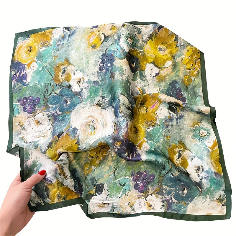 Esmee - Elegant Silk Women's Scarf with Abstract Flower Pattern