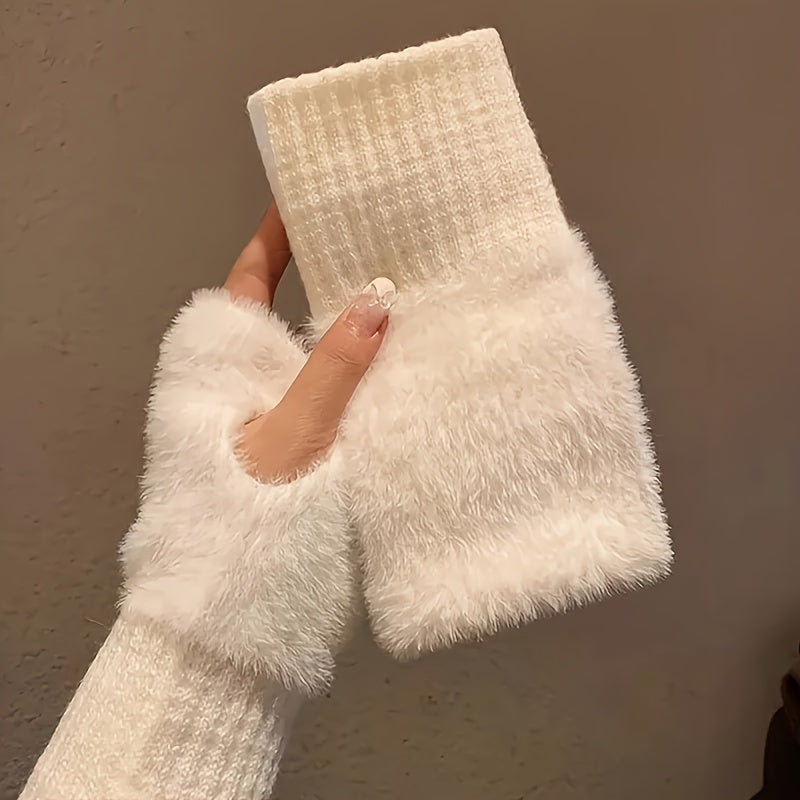 Anna - Elegant Fingerless Knitted Gloves for Fall and Winter