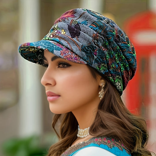 Marijke - Vintage Gebloemde Platte Pet voor Dames