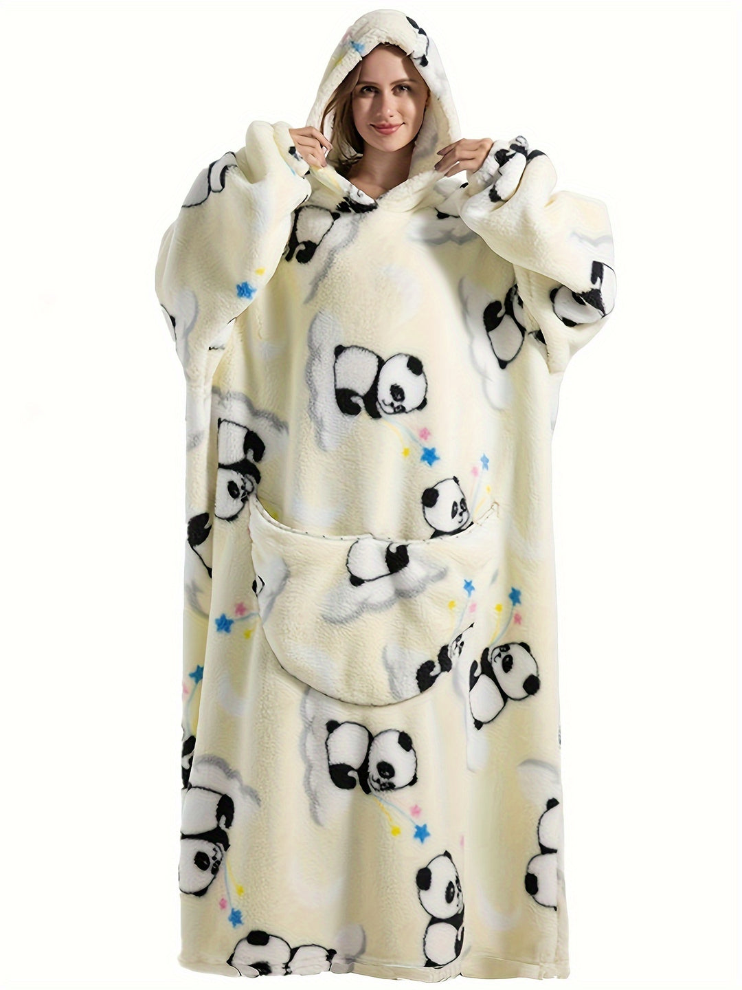 Elsa - Warm Cartoon Print Flannel Hooded Bathrobe for Winter