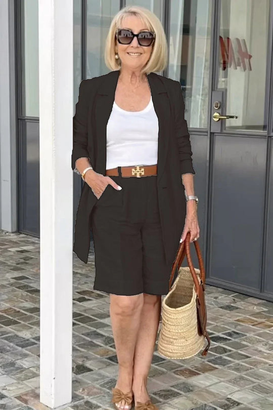 Anouk - Elegante Linnen Short en Blazer Set voor Dames