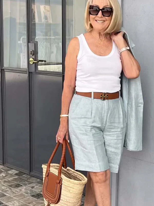 Anouk - Elegante Linnen Short en Blazer Set voor Dames