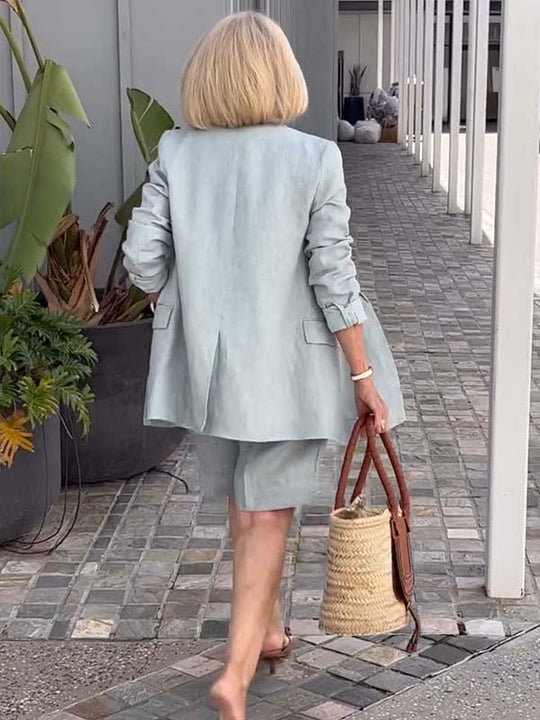 Anouk - Elegante Linnen Short en Blazer Set voor Dames